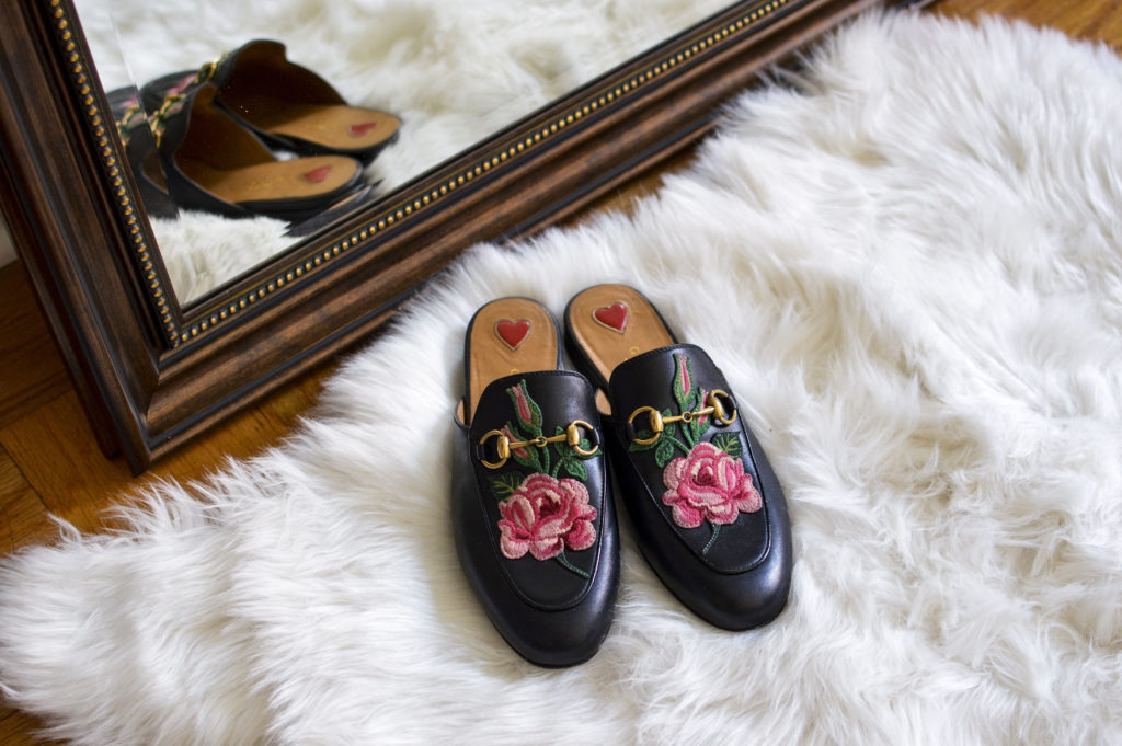 gucci princetown floral slipper